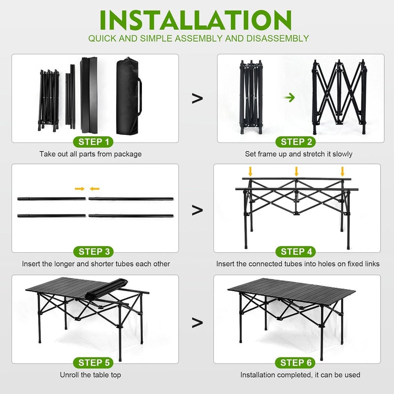 SKY-TOUCH Outdoor Camping Folding Table，Lightweight Folding Table with Aluminum Table Top and Carry Bag, Easy to Carry, Perfect for Outdoor, Picnic, Cooking, Beach, Hiking, Fishing - Image 5