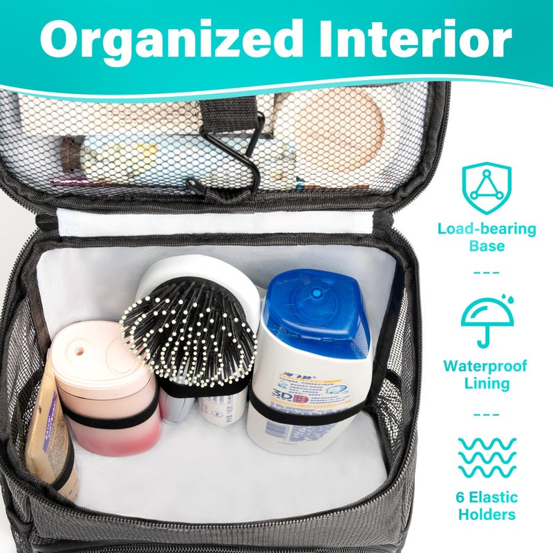 Hiverst Hanging Toiletry Bag  Shower Caddy Tote Bag (Updated Version  Full Size Bottle Compatible)  Bath Organizer For College Dorms  Gym  Camp  Women Men  With Funny Luggage Tag - Image 5