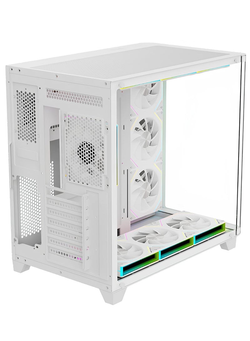 Spear Pc COVID 55 Professional Gaming ATX PC Case – Curved Design, Glass Side Panel, with 7 Pre-Installed ARGB Fans - White - Image 3