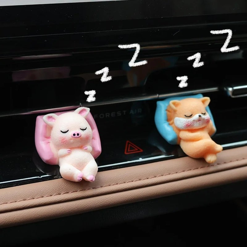 Cute Little Animal Sleeping Ornament Car Dashboard Microscopic Resin Cartoon Panda Little Rabbit Desktop DIY Decor Accessories - Image 5