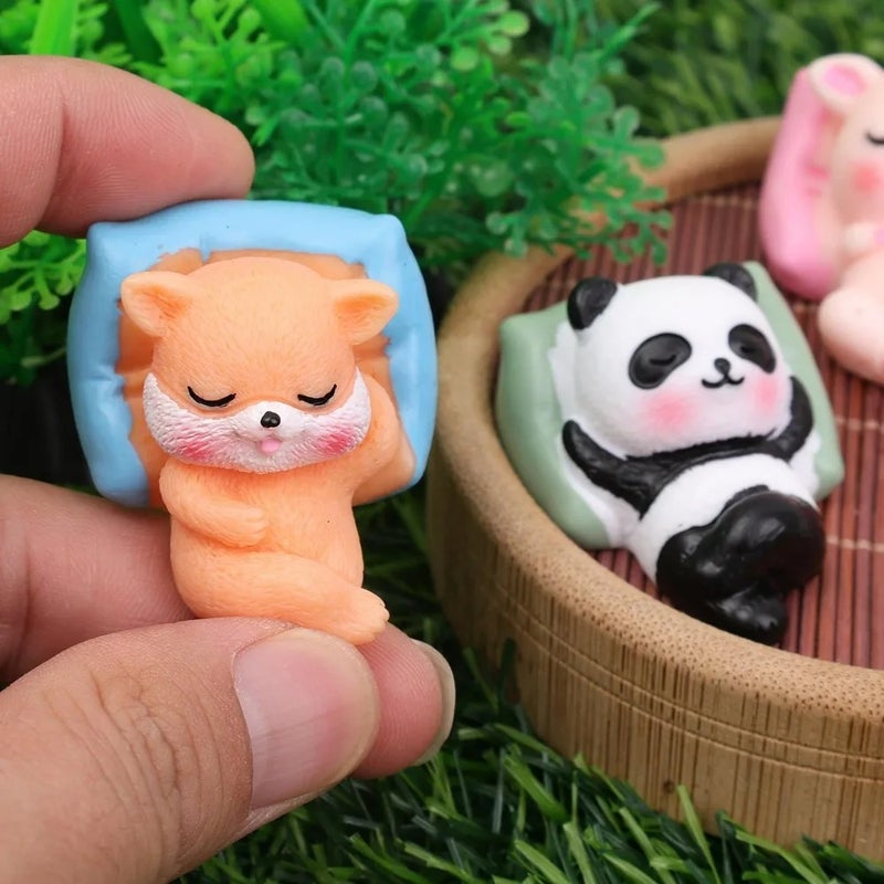 Cute Little Animal Sleeping Ornament Car Dashboard Microscopic Resin Cartoon Panda Little Rabbit Desktop DIY Decor Accessories - Image 3
