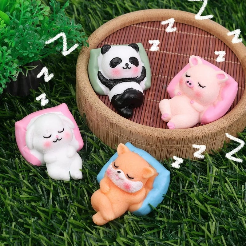 Cute Little Animal Sleeping Ornament Car Dashboard Microscopic Resin Cartoon Panda Little Rabbit Desktop DIY Decor Accessories - Image 2