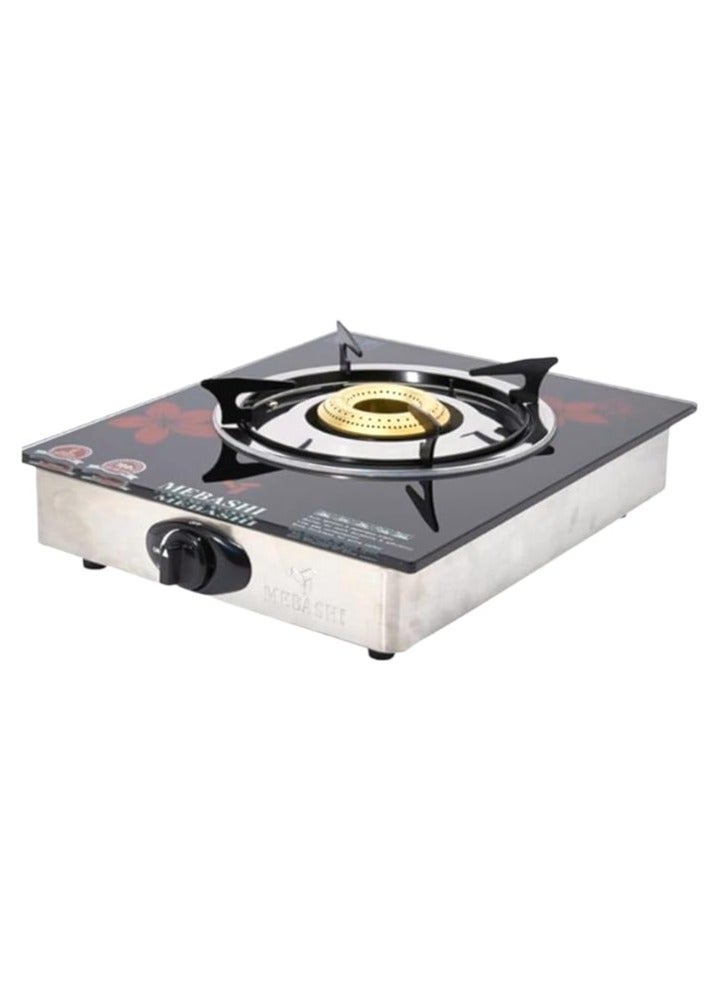 MEBASHI Single Burner Gas Stove | Red Tempered Glass with Heavy Cast Iron Burner, Auto Ignition & Italian Technology (ME-GS1004G1) - Image 1
