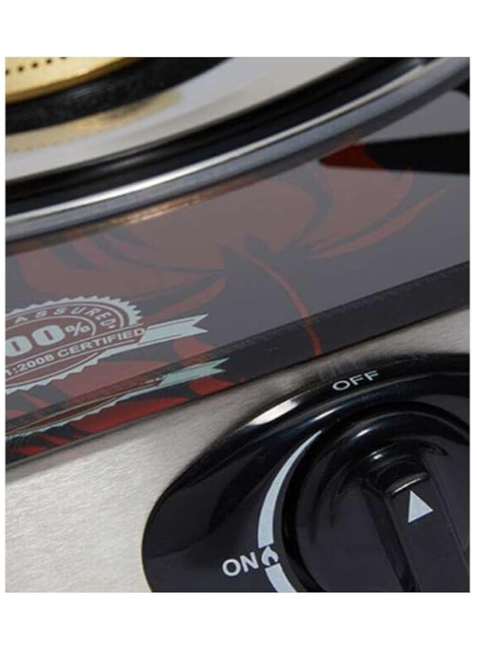 MEBASHI Single Burner Gas Stove | Red Tempered Glass with Heavy Cast Iron Burner, Auto Ignition & Italian Technology (ME-GS1004G1) - Image 3