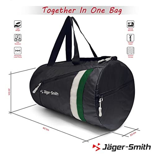 Jager_Smith Jager-Smith GB 900 Multipurpose Gym Bag with Shoe Compartment (Black, White & Green) - Image 3