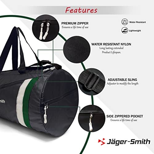 Jager_Smith Jager-Smith GB 900 Multipurpose Gym Bag with Shoe Compartment (Black, White & Green) - Image 4