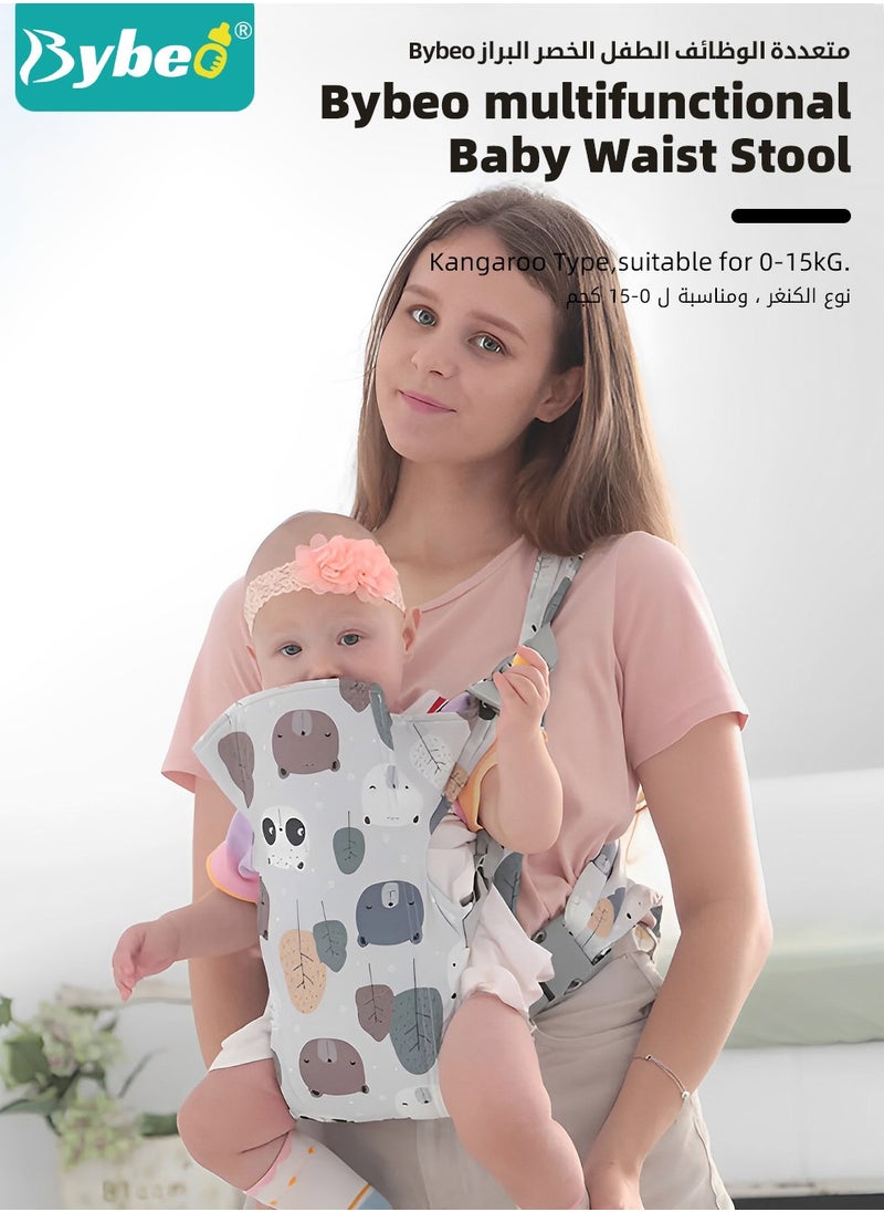 Bybeo - 2 PCS Baby Wrap Carrier And Baby Walking Harness, Front Facing/Back Infant Carriers for Newborn to Toddler 0-15kg, Multifunctional Baby Walker Assistant Belt One Size Fits All - Image 1