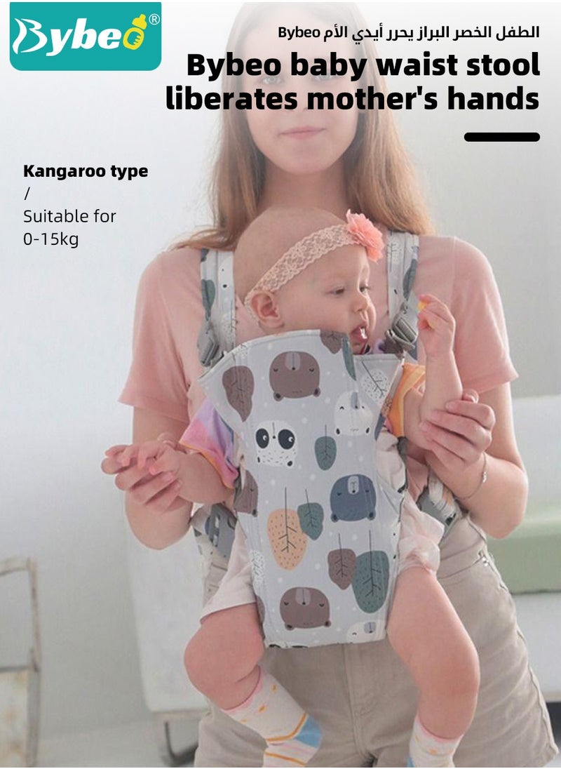 Bybeo - 2 PCS Baby Wrap Carrier And Baby Walking Harness, Front Facing/Back Infant Carriers for Newborn to Toddler 0-15kg, Multifunctional Baby Walker Assistant Belt One Size Fits All - Image 1