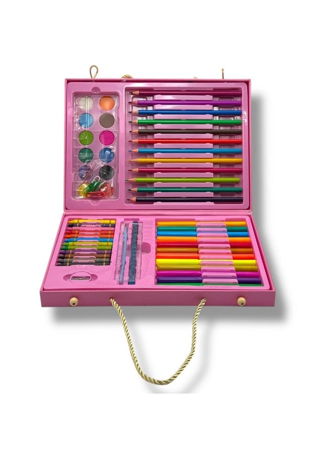 QSHOP Qshop 58 Piece Coloring Bag - Wood Colors, Water, Pencils & Sharpener - Drawing Tools for Kids & Hobbyists Suitable for Occasions, School & Home Drawing  - Image 1