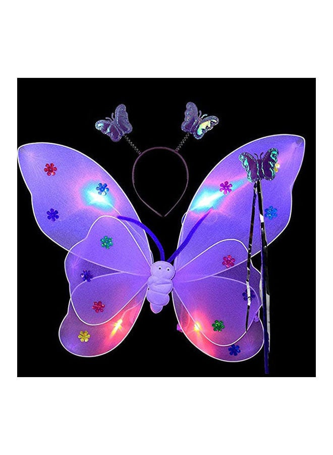 NIBEMINENT 3Pcs Girl'S Butterfly Costume Set Wings With Headband And Fairy Magic Wand Kids Performance Party