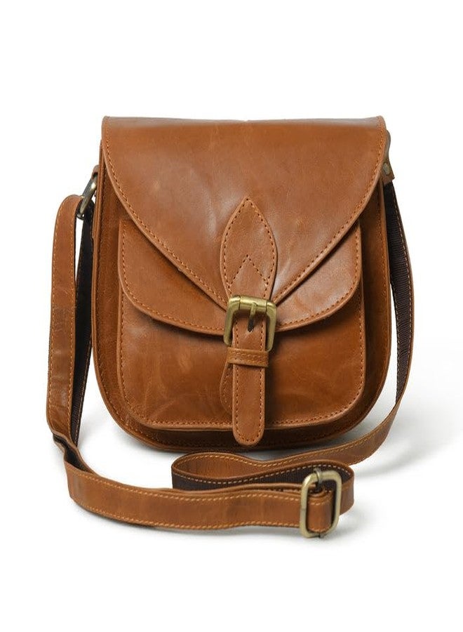 MaheTri Molina Leather Satchel | Women’s Sling Satchel - Full-Grain Buffalo Leather Crossbody Bag | Handcrafted Vintage Purse in Tan Brown/Green (Tan Brown) - Image 1