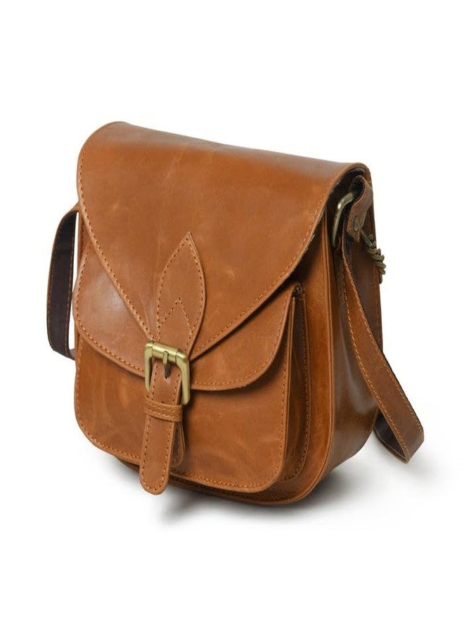 MaheTri Molina Leather Satchel | Women’s Sling Satchel - Full-Grain Buffalo Leather Crossbody Bag | Handcrafted Vintage Purse in Tan Brown/Green (Tan Brown) - Image 2
