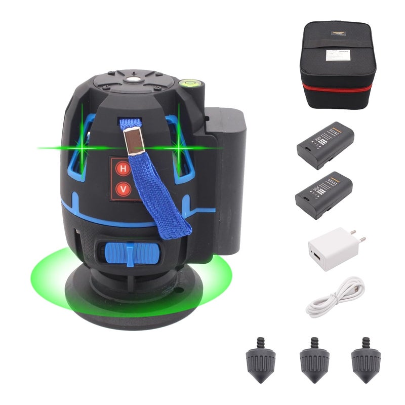 Tomahawk مستوى الليزر المتقاطع TOMAHAWK TLL88 ذاتي التسوية IP54 مقاوم للغبار دقة 1 مم مع بطاريات قابلة لإعادة الشحن مثالي للبناء والاستخدام الداخلي - Image 1