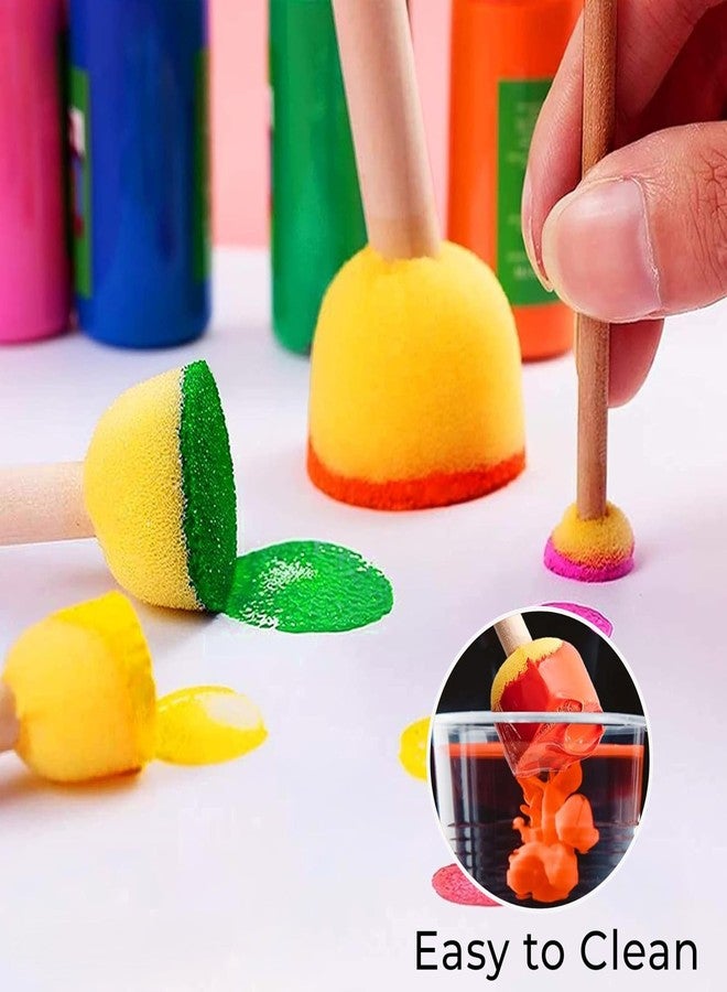 CRAFTREE - 5 Pcs Round Stencil Sponge Dabber Set With Wooden Handle Foam Brush for Furniture, Art Crafts, Painting Tools in 5 Sizes - DIY Stippler Set - Image 5