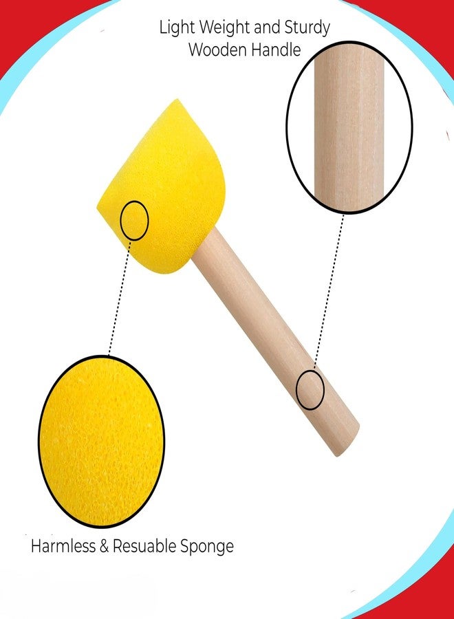 CRAFTREE - 5 Pcs Round Stencil Sponge Dabber Set With Wooden Handle Foam Brush for Furniture, Art Crafts, Painting Tools in 5 Sizes - DIY Stippler Set - Image 3