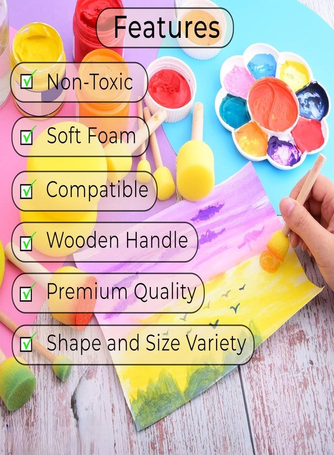 CRAFTREE - 5 Pcs Round Stencil Sponge Dabber Set With Wooden Handle Foam Brush for Furniture, Art Crafts, Painting Tools in 5 Sizes - DIY Stippler Set - Image 2