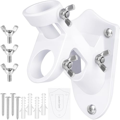 HPGOED Flag Pole Holder, Outside House Flag Pole Bracket, Heavy Duty Metal Flag Mount, Aluminum Alloy Mounting Brackets, Outdoor Flag Holder- Strong Rust Free, Dual Position 1 inch White - Image 1