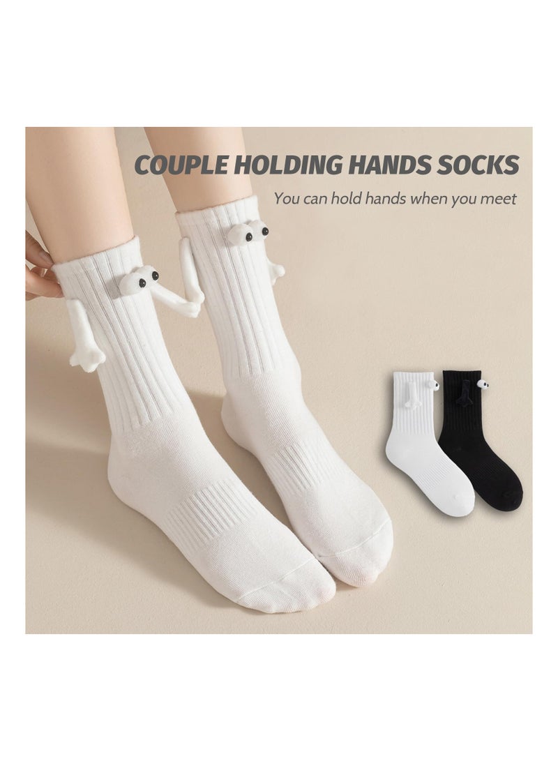 Couple Holding Hands Socks, Unisex Mid Tube Magnetic Hand Socks, Funny Matching Socks for Couples, Black  White Hand-in-Hand Design, Perfect Gift for Lovers. - Image 2