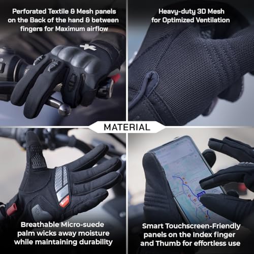 ViaTerra Miller Urban Motorcycle Gloves | Lightweight Breathable Comfort | Touchscreen Ready with Secure Wrist Closure | Ideal for Commute & City Travel (Black, XL) - Image 3