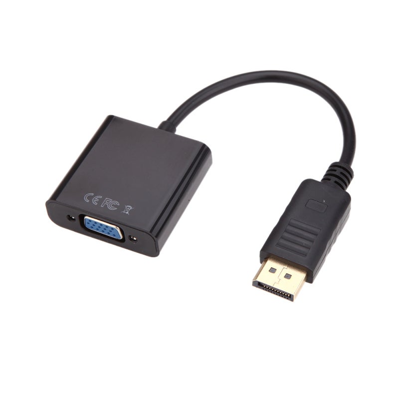 محول DisplayPort إلى VGA: موصل مطلي بالذهب بدقة 1920*1080P - توصيل فوري وتشغيل، غلاف بلاستيك ABS أسود، محول DisplayPort إلى HDMI للاستخدام في المكتب المنزلي والتلفاز عالي الدقة والشاشة وجهاز العرض عالي الدقة - Image 1