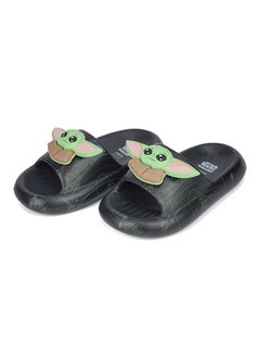 UrbanHaul UrbanHaul Boys Starwars Grogu Print Slip on Sliders For Kids Suitable for Daily Use :- Black  - Image 1