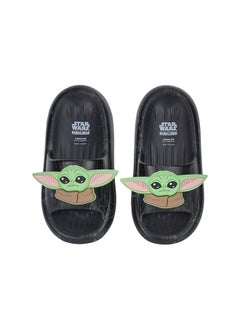 UrbanHaul UrbanHaul Boys Starwars Grogu Print Slip on Sliders For Kids Suitable for Daily Use :- Black  - Image 3