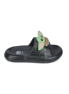 UrbanHaul UrbanHaul Boys Starwars Grogu Print Slip on Sliders For Kids Suitable for Daily Use :- Black  - Image 4