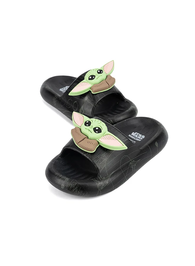 Urbanhaul  UrbanHaul Boys Starwars Grogu Print Slip on Sliders For Kids Suitable for Daily Use :- Black for Women | Best Price UAE