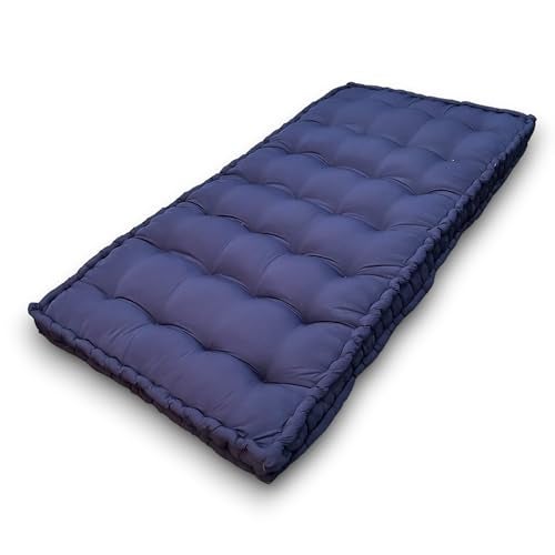 Atootfusion Soft Cotton Floor Box Mattress, 5-Inch Thick, Foldable, Movable Medium Firm, Solid Colored Bed Mattress (Navy Blue, Small Single Bed 30X72X5 Inches) - Image 1