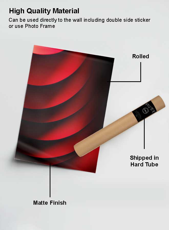 لوحة بوستر ديكور لوحة بدون فريم مع أربع قطع منفصلة من اللاصق ذو الوجهين تصميم صور دوائر المكدس الأحمر غرفة النوم غرفة المعيشة وديكور المكتب - Image 2