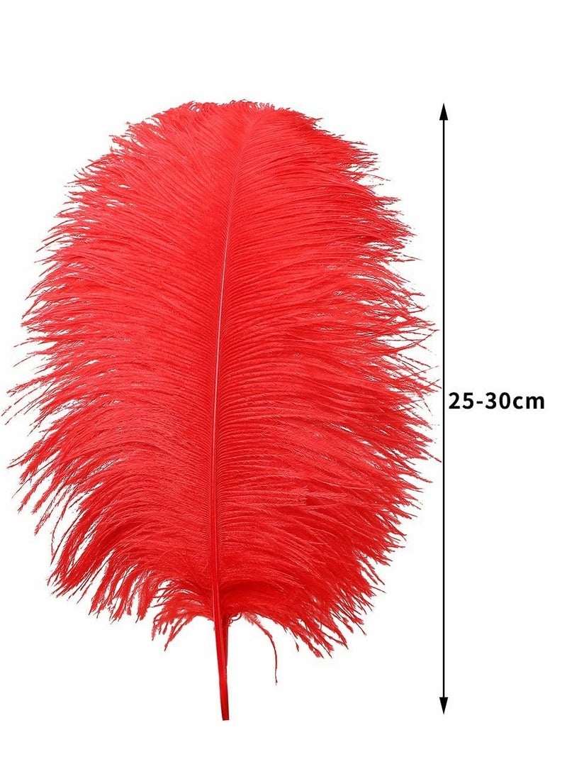 Excefore Ostrich Feathers Bulk, Natural 10-12inch 25-30 cm Ostrich Feathers Lamp Wedding Party Centerpieces, Flower Arrangement and Home Decoration (Red) 10 Pcs  - Image 4