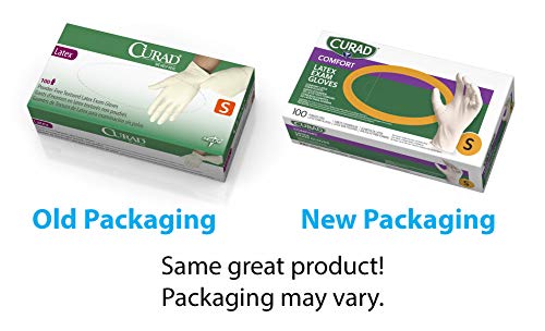CURAD Comfort Disposable Medical Latex Gloves, Powder-Free, Textured, Premium Quality for Healthcare Professionals, Size Small, Box of 100 - Image 2