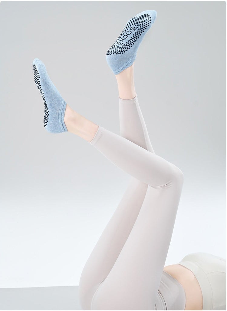 HaveDream - Autumn and Winter Women's Yoga Socks, Short Glue Non-slip Pilates Sports Socks - Blue - Image 1
