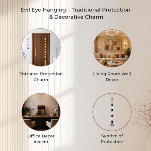Shubhanjali Black Tourmaline & Selenite Evil Eye Hanging for Home Entrance | Healing Crystal Wall Hanging Decoration | Vastu Decorative Items for Home Decor & Housewarming Gift - Image 4