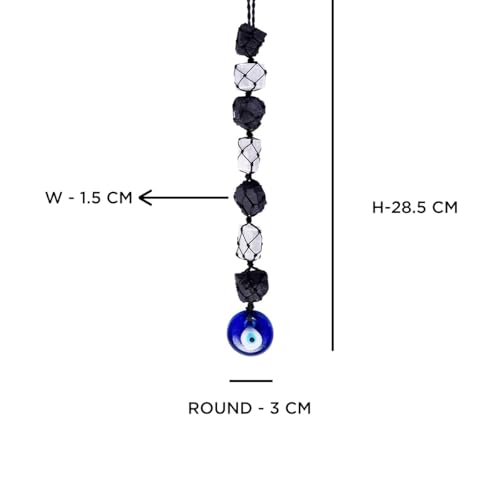 Shubhanjali Black Tourmaline & Selenite Evil Eye Hanging for Home Entrance | Healing Crystal Wall Hanging Decoration | Vastu Decorative Items for Home Decor & Housewarming Gift - Image 2