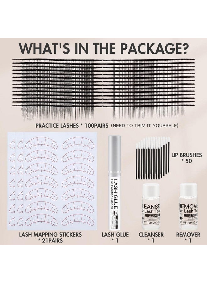 Embagol 100 Pairs Practice Lashes Kit For Eyelash Extensions Training Strips Training Lashes For Lash Mannequin Head Lash Extension Supplies Beginner Friendly - Image 1