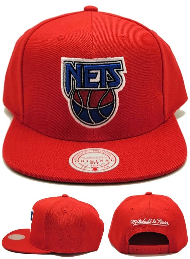 Mitchell & Ness Brooklyn Nets New Retro Red Blue Era Snapback Hat Cap - Image 1