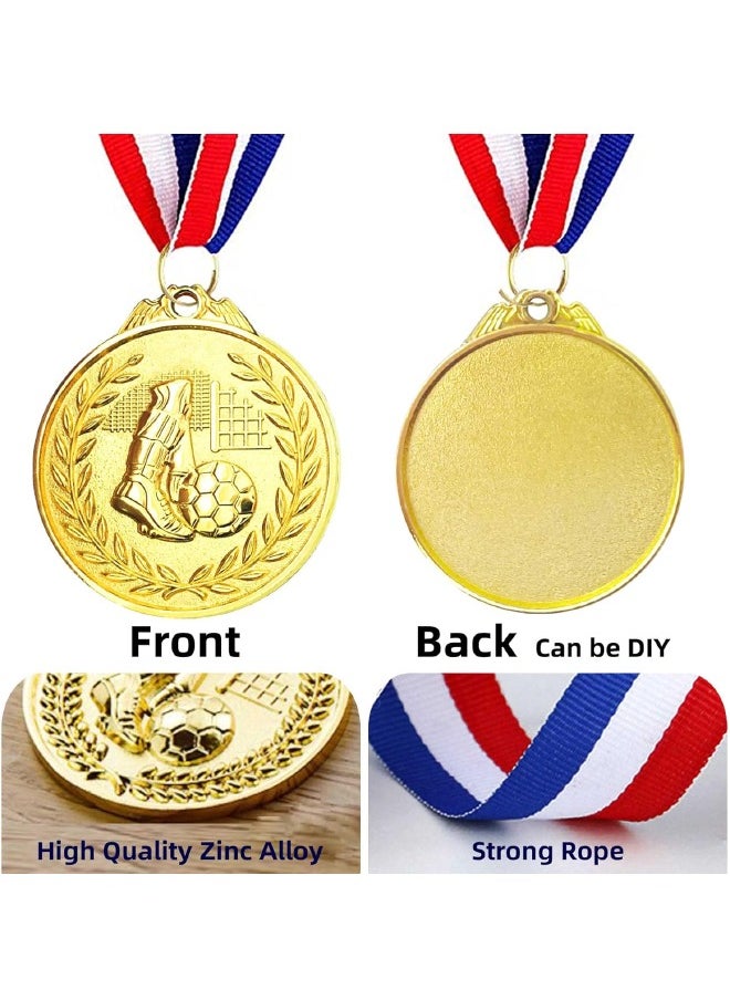12 Pack Metal Soccer Medals with Ribbons, Gold Award Medals Winner Medals, Football Medals for Soccer Team Gifts, Soccer Games Party Favors Prizes for Children Adults, 2 Inches  - Image 3