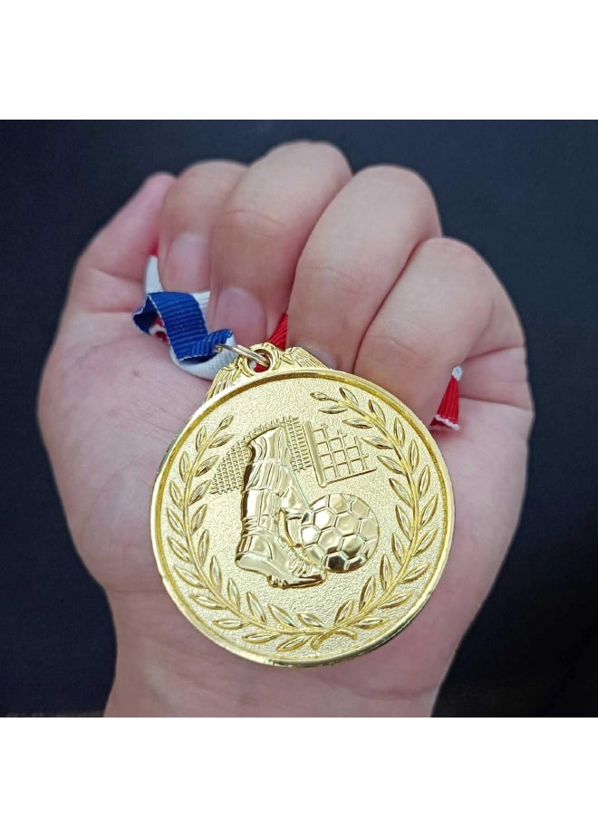 12 Pack Metal Soccer Medals with Ribbons, Gold Award Medals Winner Medals, Football Medals for Soccer Team Gifts, Soccer Games Party Favors Prizes for Children Adults, 2 Inches  - Image 4