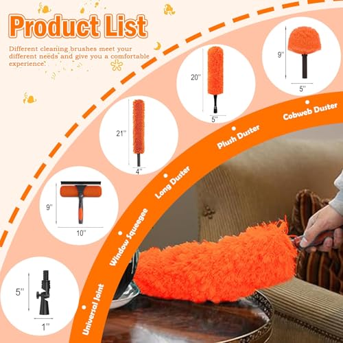 LAANPOLE مجموعة تنظيف LAANPOLE بارتفاع 26 قدم مع عمود تمديد لتنظيف المراوح العالية وأداة تنظيف المراوح لشفاطات المراوح ومجموعة غسل النوافذ مع دافعة ريشة من الألياف الدقيقة وممسحة نوافذ - Image 5
