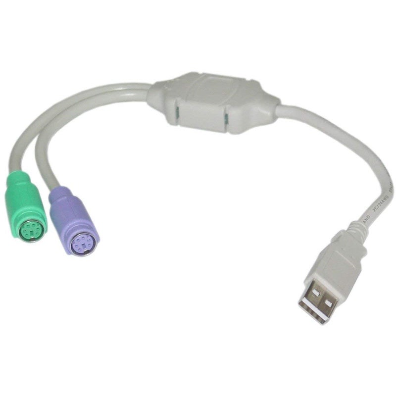 Hexabyte PS2 to USB Active Adapter (White, Multicolor) | USB Type-A Male to PS/2 6-Pin Female Converter | Keyboard & Mouse Adapter for PC, Laptop, Desktop – Plug & Play Connector - Image 1