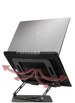 Generic Laptop Stand Foldable Carbon Metal Portable - 360 Rotating Non Slip Base -Ergonomic  Adjustable Angle And Height  Laptop Stand Holder for Desk for 11 to 15 inch Laptopsor 11 to 15 inch Laptops  - Image 5