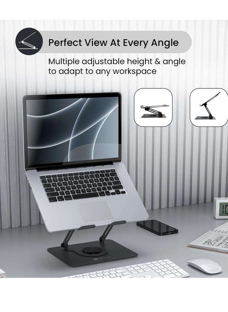 Laptop Stand Foldable Carbon Steel Portable - 360 Rotating Non Slip Base -Ergonomic  Adjustable Angle And Height  Laptop Stand Holder for Desk for 11 to 15 inch Laptopsor 11 to 15 inch Laptops - Image 2
