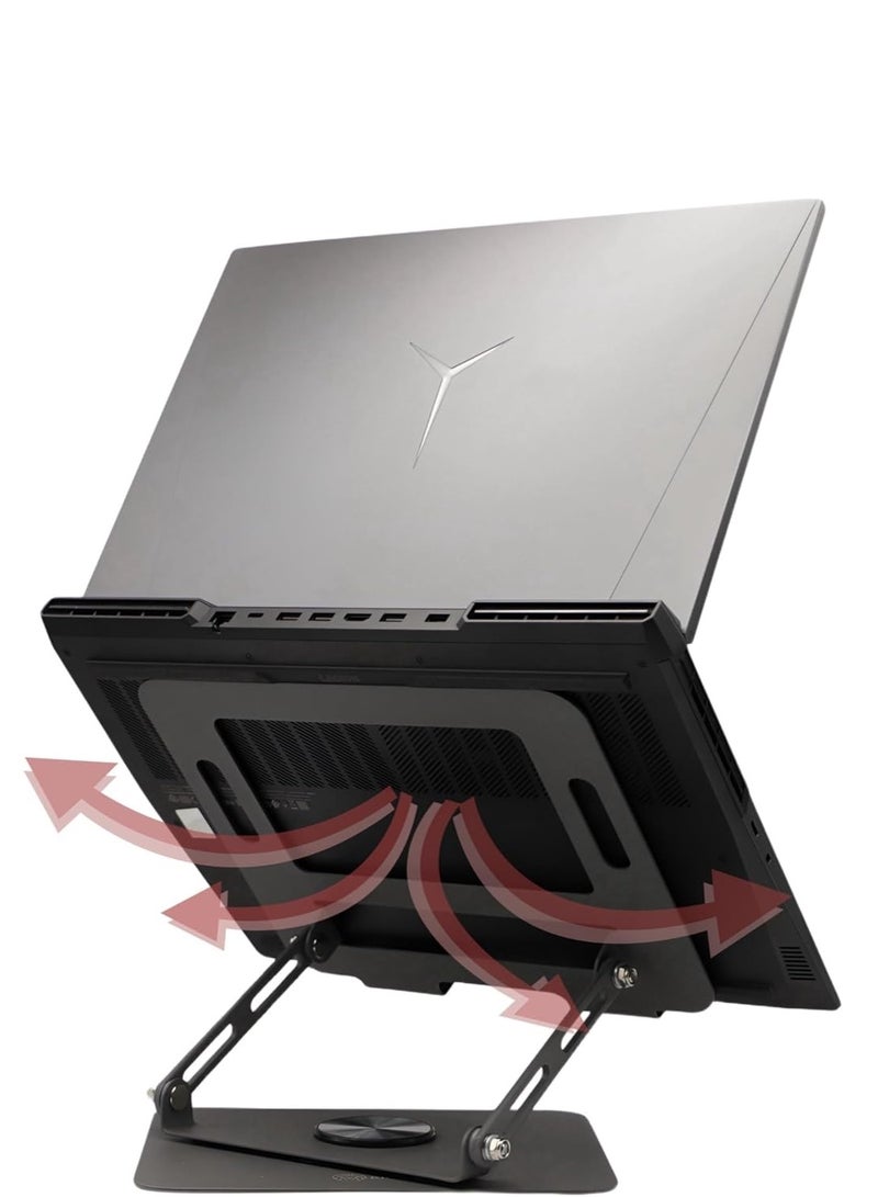 Laptop Stand Foldable Carbon Steel Portable - 360 Rotating Non Slip Base -Ergonomic  Adjustable Angle And Height  Laptop Stand Holder for Desk for 11 to 15 inch Laptopsor 11 to 15 inch Laptops - Image 4