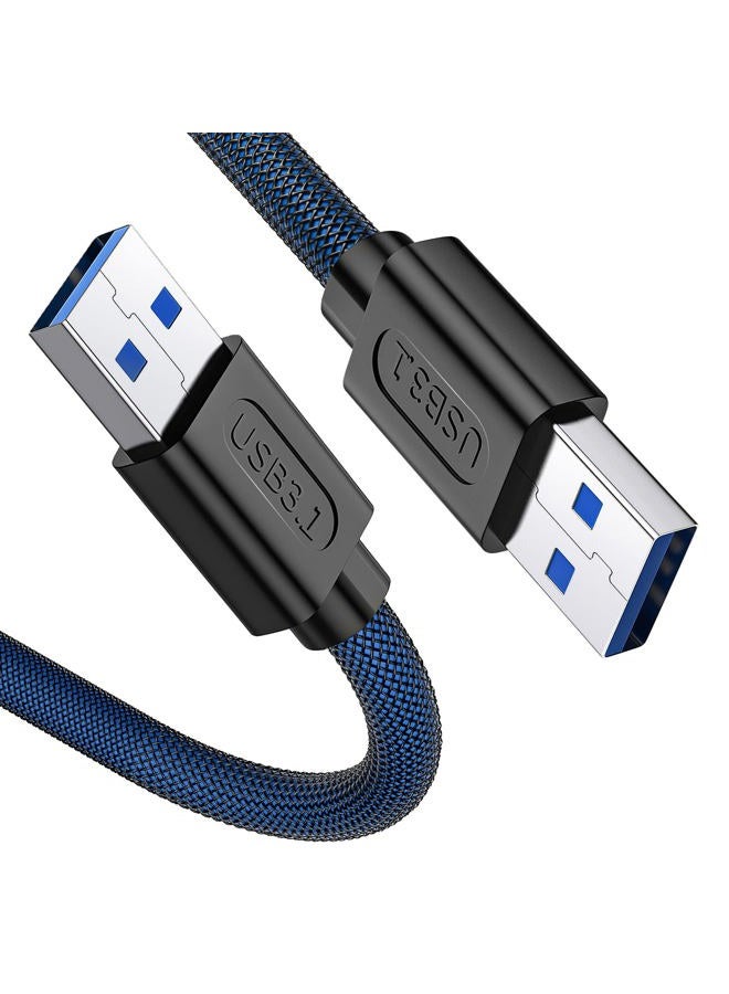 ANDTOBO كابل USB 3.0 A إلى A، 3.3 قدم، كابل مزدوج الطرف USB متوافق مع صناديق الأقراص الصلبة، مشغل DVD، كمبيوتر محمول، مبرد - أزرق - Image 1