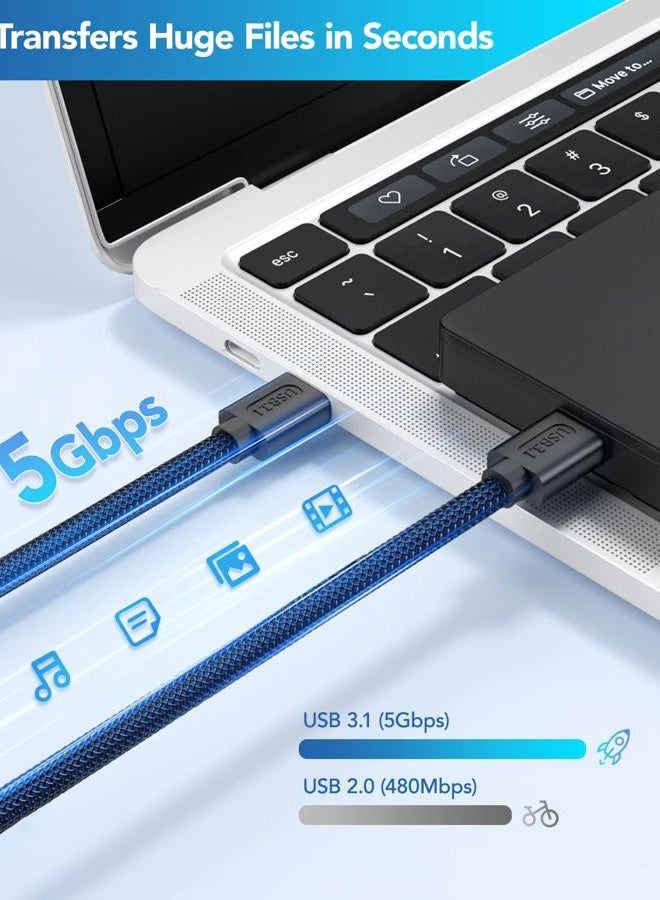 ANDTOBO كابل USB 3.0 A إلى A، 3.3 قدم، كابل مزدوج الطرف USB متوافق مع صناديق الأقراص الصلبة، مشغل DVD، كمبيوتر محمول، مبرد - أزرق - Image 2