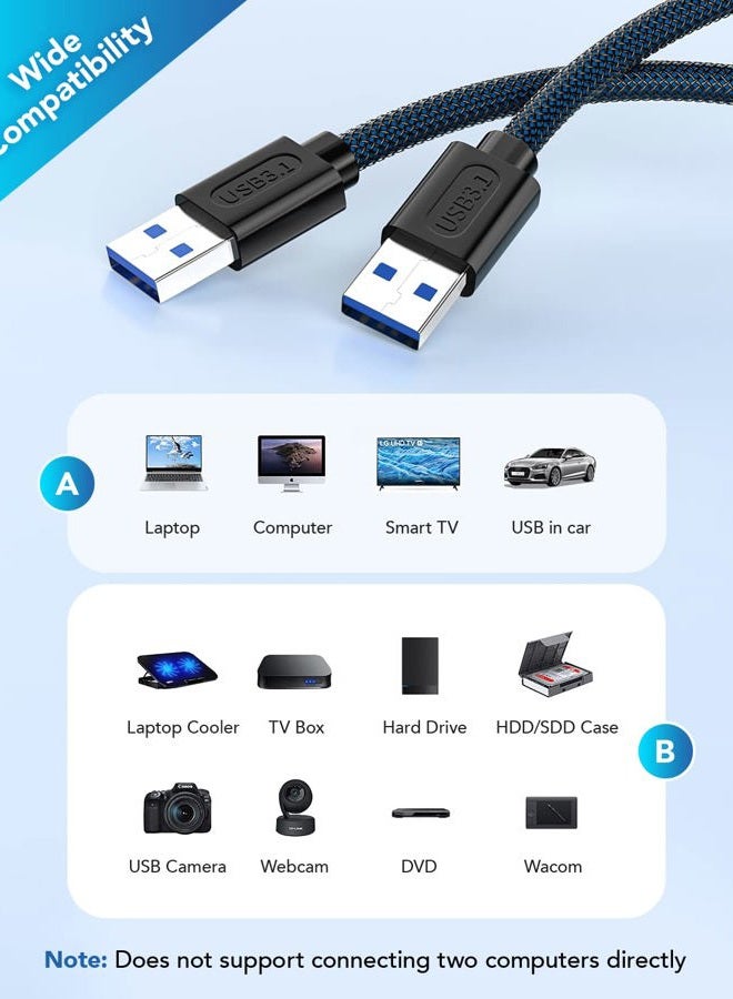 ANDTOBO كابل USB 3.0 A إلى A، 3.3 قدم، كابل مزدوج الطرف USB متوافق مع صناديق الأقراص الصلبة، مشغل DVD، كمبيوتر محمول، مبرد - أزرق - Image 4