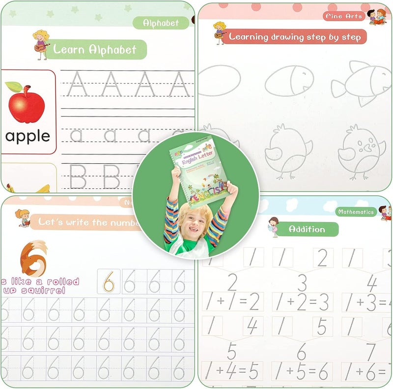 ASIGN Magic Ink Copybooks for Kids Reusable Handwriting Workbooks for Preschools Grooves Template Design and Handwriting Aid (5) - Image 3