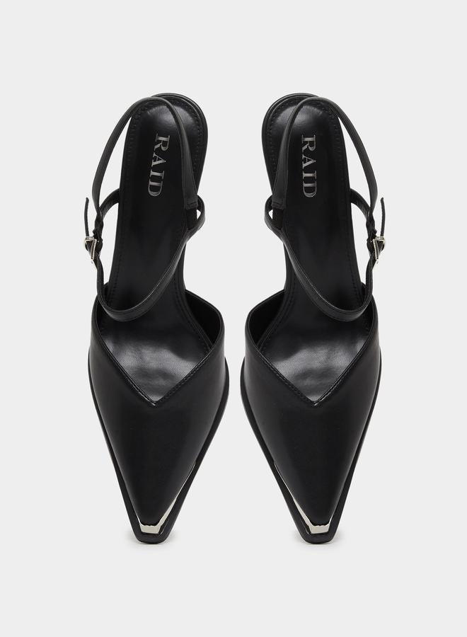 RAID Maliya Black Pointed Toe Shoes with Metal Trim - Image 5