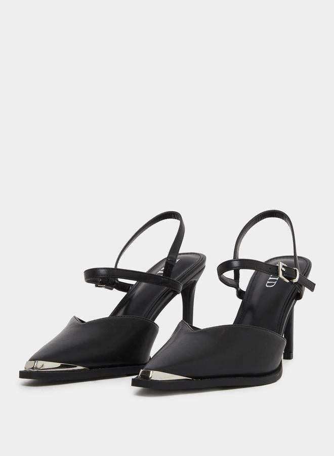 RAID Maliya Black Pointed Toe Shoes with Metal Trim - Image 2